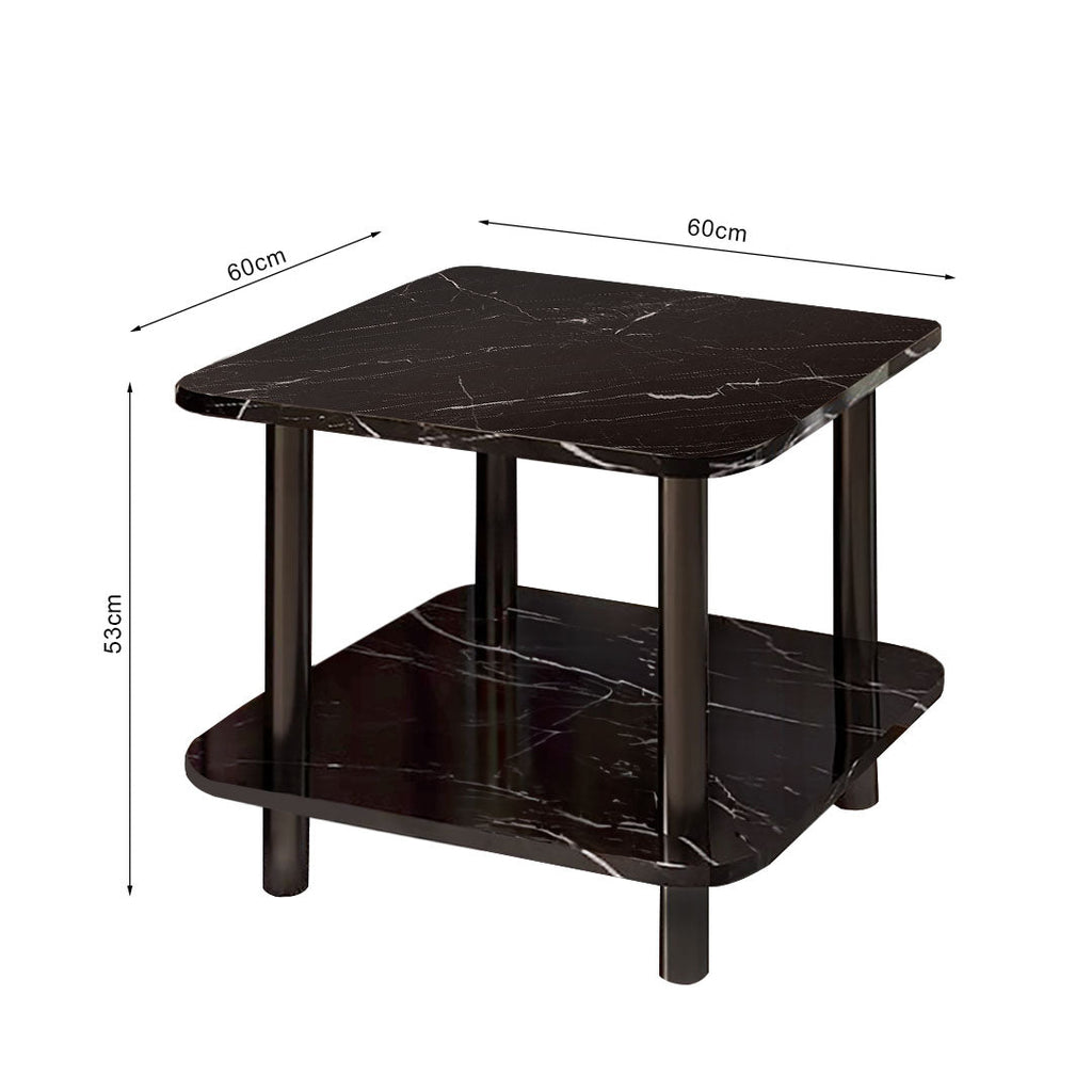 SOGA 60cm Black Ceramic Table Stone Pattern Modern Design with Black Legs
