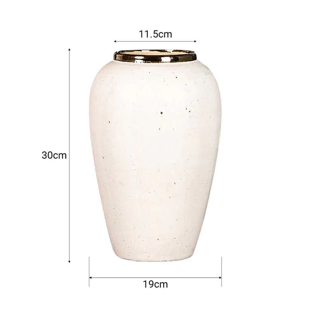 SOGA 30x19cm Plain White Medium Ceramic Flower Vase Elegant Living Room Home Decor