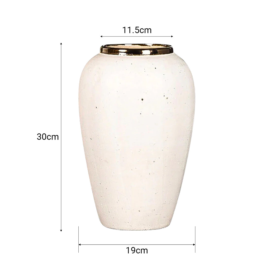 SOGA 30x19cm Plain White Medium Ceramic Flower Vase Elegant Living Room Home Decor