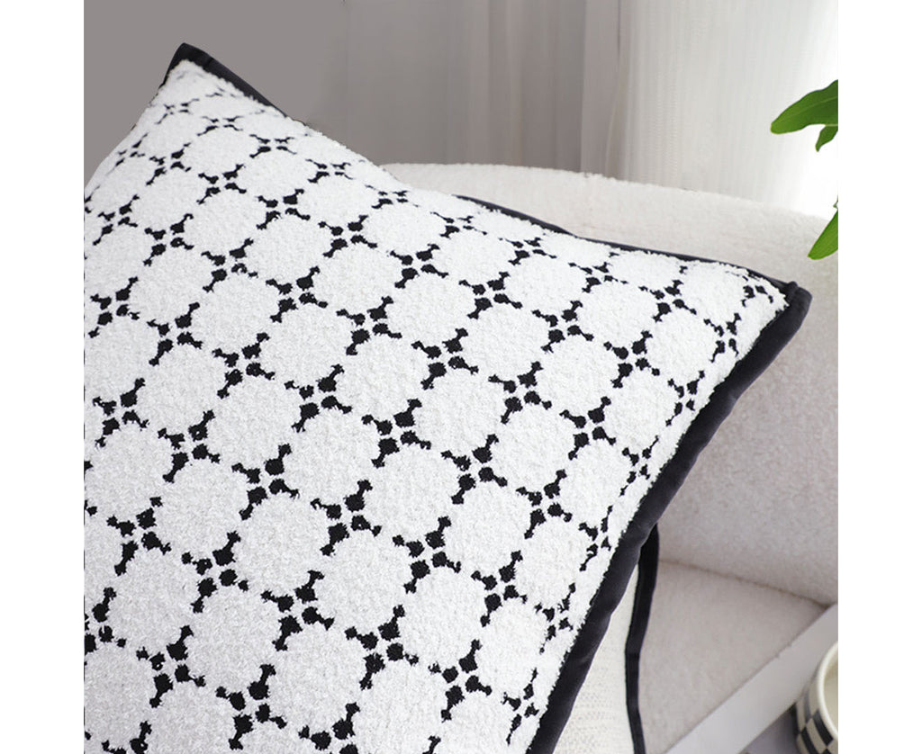 SOGA 50cm Moroccan Black Cross Pattern Black Trim Decorative Throw Pillow