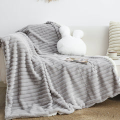 SOGA 2X 150x200cm Throw Blanket Smoke Gray Premium Milk Velvet Luxuriously Soft Cozy Bedding
