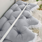SOGA 2x120cm Crown Pillows Tufted Light Grey Headboard Cushion Set