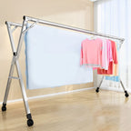 SOGA 2X 1.6m Portable Standing Clothes Drying Rack Foldable Space-Saving Laundry Holder with Wheels