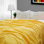 SOGA 2X Yellow Throw Blanket Warm Cozy Striped Pattern Thin Flannel Coverlet Fleece Bed Sofa Comforter