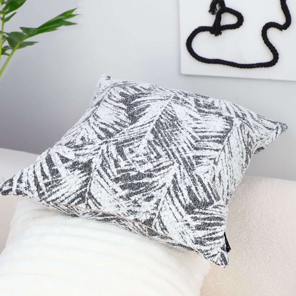 SOGA 2X 50cm Modern Charcoal Palm Leaf Print Contemporary Throw Pillow