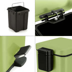 SOGA 2X Foot Pedal Stainless Steel Rubbish Recycling Garbage Waste Trash Bin Square 12L Green