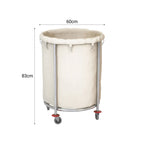 SOGA 2X Stainless Steel Commercial Round Soiled Linen Laundry Trolley Cart with Wheels White