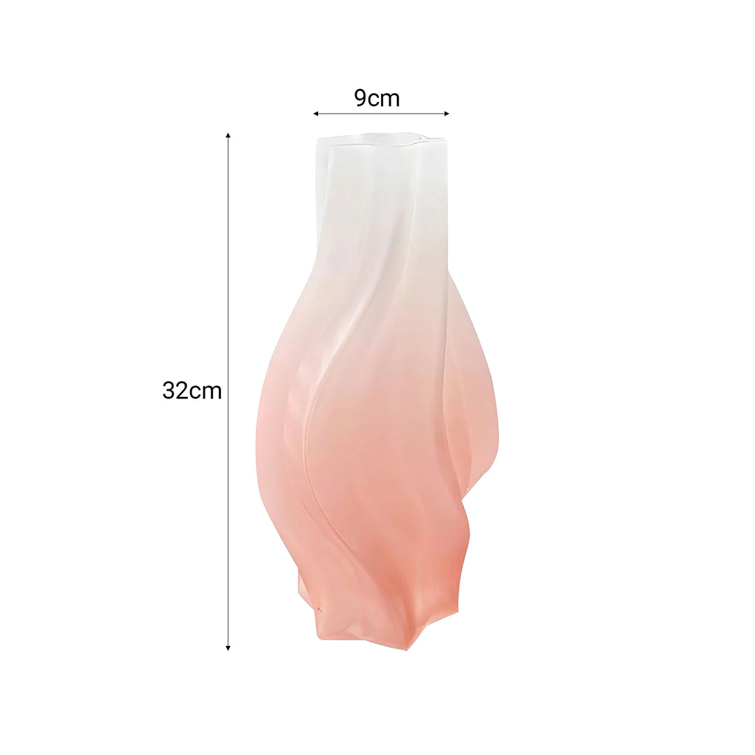SOGA 32cm Pink Glass Vase Art Blown Hand Flower Tall Vintage Art Vases