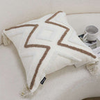 SOGA 2X Boho Tufted Cushion 45cm Tassel White Brown Geometric Decorative Throw Pillow $ 140