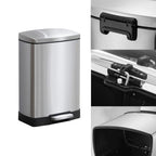 SOGA Foot Pedal Stainless Steel Rubbish Recycling Garbage Waste Trash Bin Rectangular Shape 12L Silver