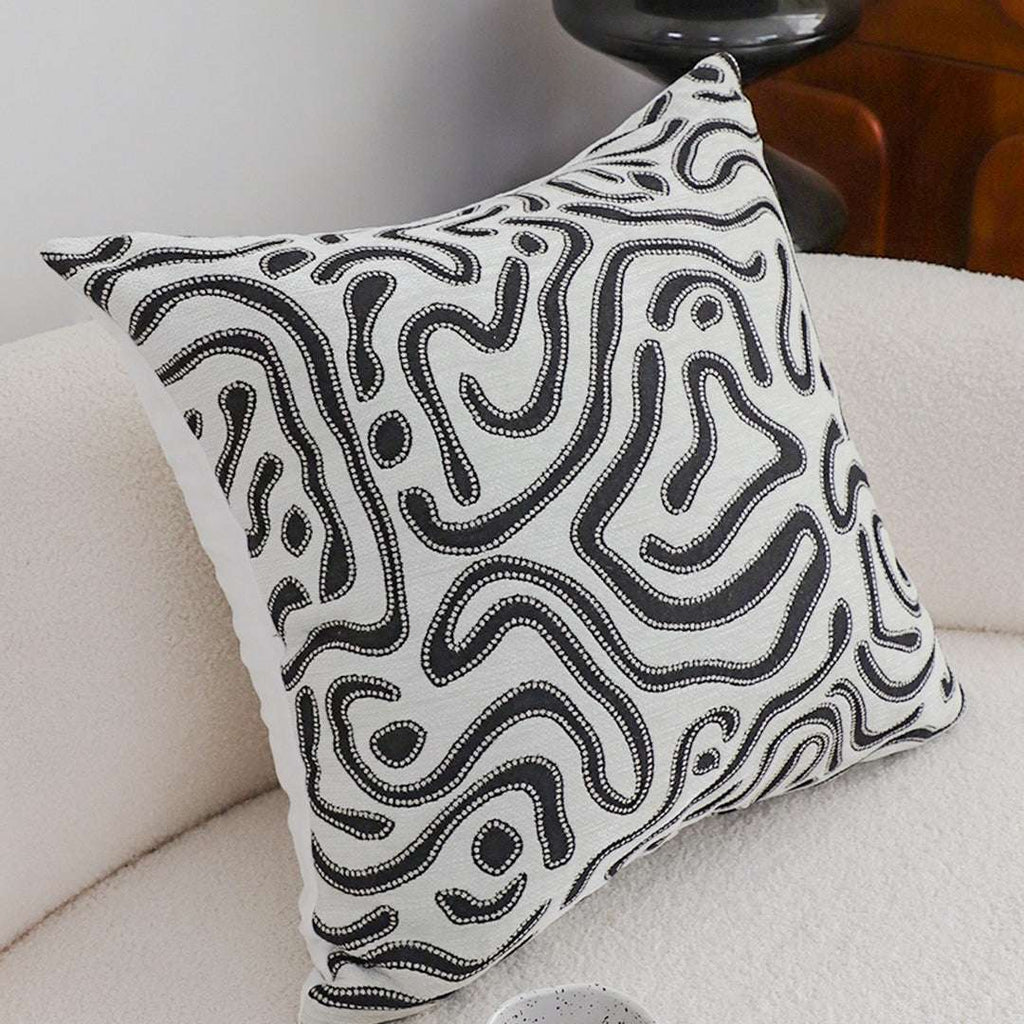 SOGA 2X 50cm Black White Abstract Swirl Pattern Decorative Throw Pillow $ 140