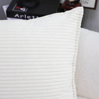 SOGA 50cm Beige Throw Pillow Warm Wabi-sabi Striped Corduroy Square For Home Decor