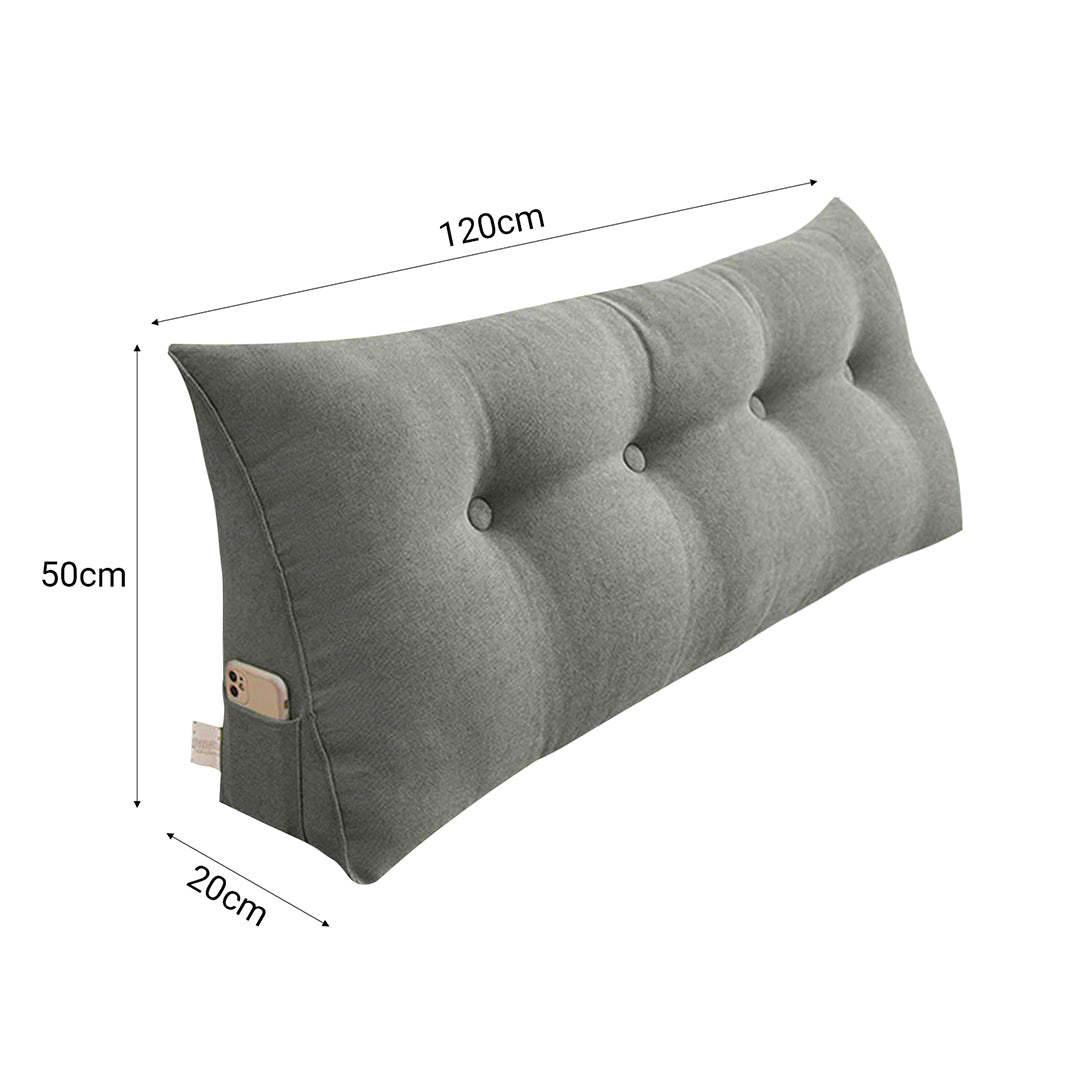SOGA 120cm Grey Triangular Wedge Bed Pillow Headboard Backrest Bedside Tatami Cushion Home Decor
