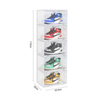 SOGA 2X 5 Tier Transparent Portable Shoe Organiser Sneaker Footwear Folding Plastic Bin Stackable Storage Box with Magnetic Door