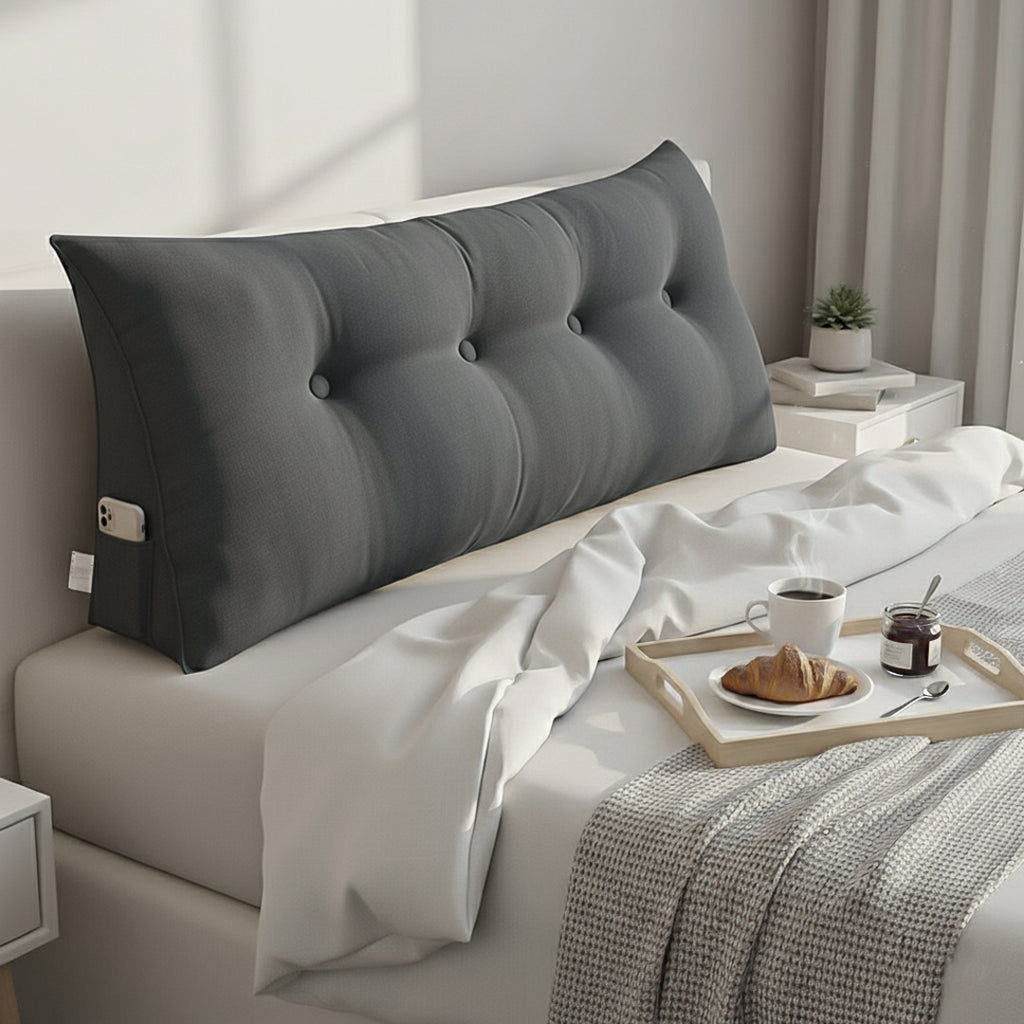 SOGA 120cm Dark Grey Triangular Wedge Bed Pillow Headboard Backrest Bedside Tatami Cushion Home Decor