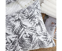 SOGA 35cm Modern Charcoal Palm Leaf Print Contemporary Throw Pillow