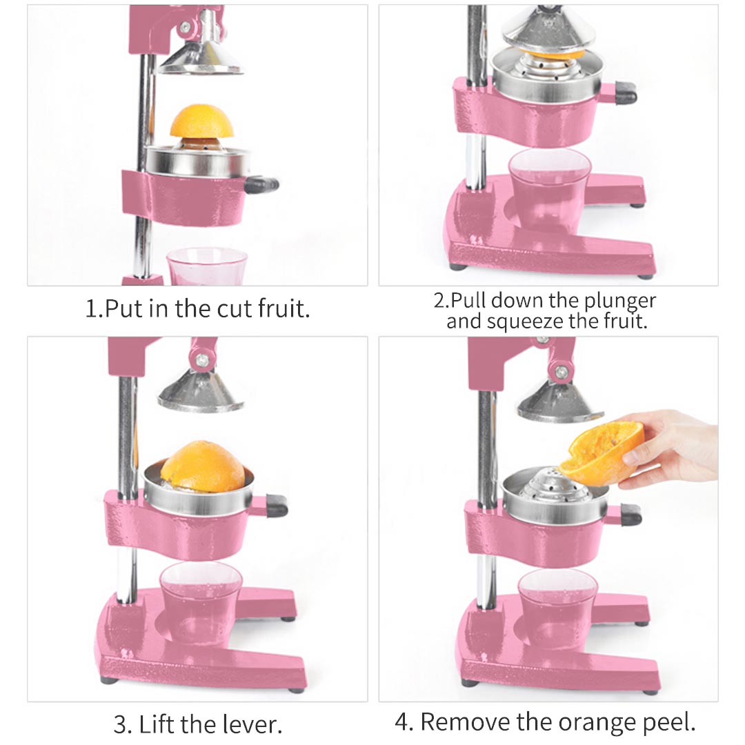 SOGA 2X Commercial Heavy-Duty Manual Citrus Juicer Hand Press Extractor – Pink