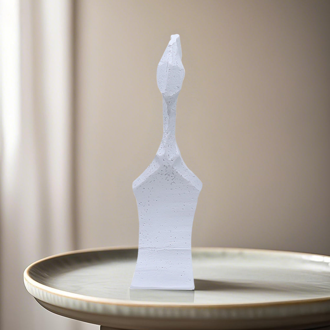 SOGA 40cm White Resin Sculpture – Minimalist Abstract Art for Decor