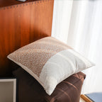 SOGA 50cm Contemporary Beige Two-Tone Block Design Throw Pillow