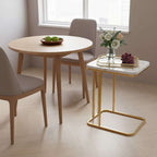 SOGA Home & Living Bundle – White Stone Side Table & Gold Mirror Tray Organizer for Home $ 0