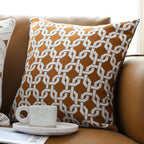 SOGA 50cm Brown Checkered Chain Jacquard Square Pillow Decorative Cushion for Home Decor