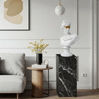 SOGA 40cm White Classical Bust Resin Sculpture with Gold Eye Mask