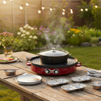 SOGA Kitchenware Bundle – 2-in-1 Electric Hot Pot BBQ Grill with Silver Grilling Plate & Sauce Pan $ 287