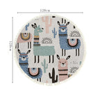 SOGA 2X 120cm Alpaca Cactus Pattern Rug Desert Animals Non-Slip Round Area Rugs for Living Room Dining Room