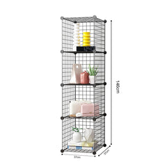 SOGA 2X Black Portable 4 Tier Cube Storage Organiser Foldable DIY Modular Grid Space Saving Shelf