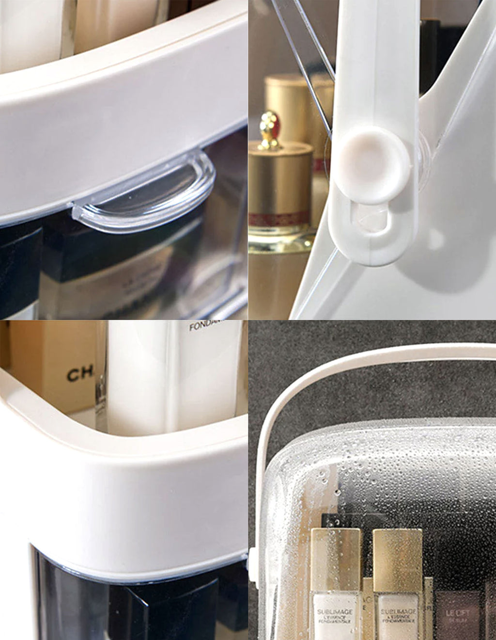 SOGA 2X 3 Tier White Countertop Makeup Cosmetic Storage Organiser Skincare Holder Jewelry Storage Box with Handle