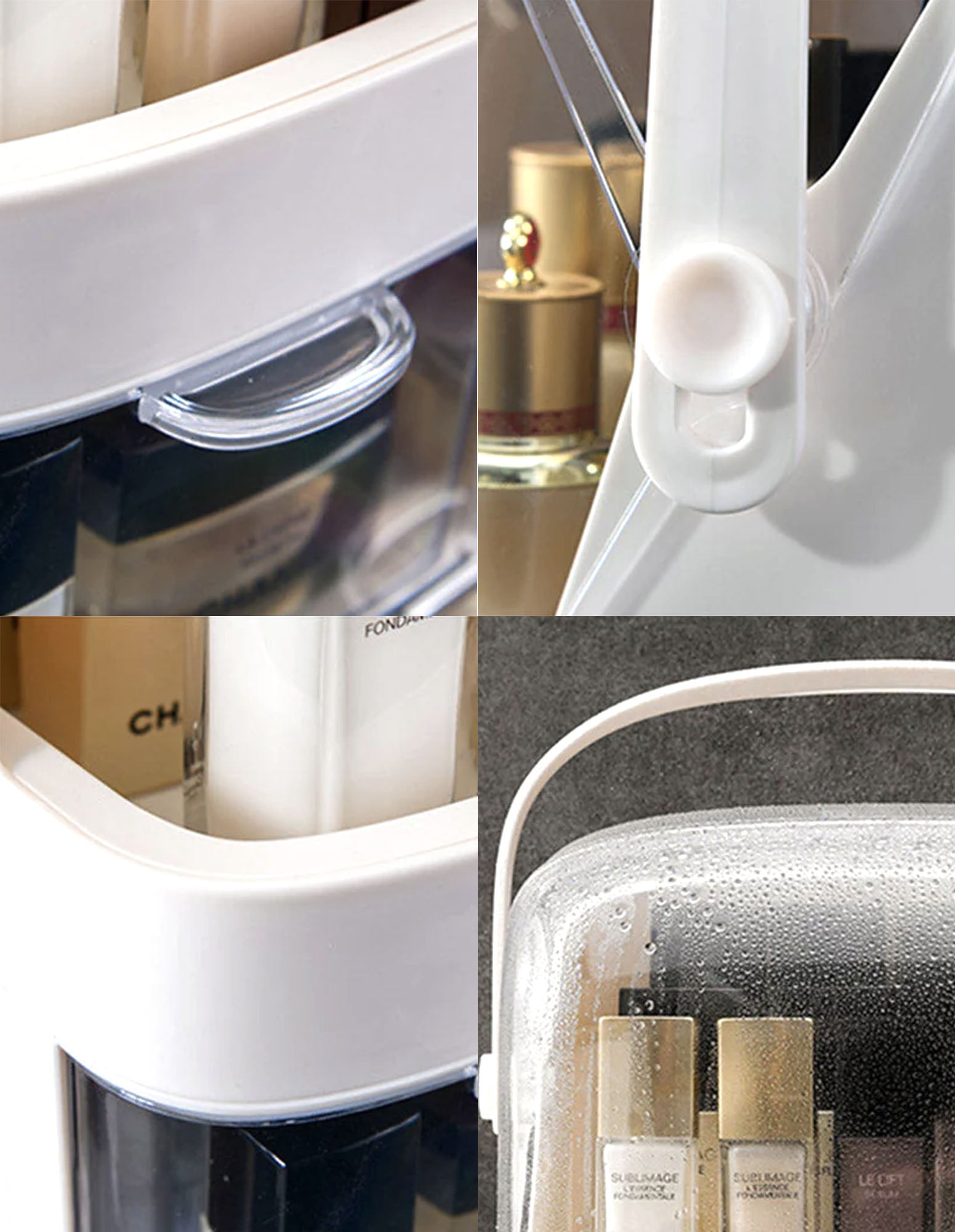 SOGA 2X 3 Tier White Countertop Makeup Cosmetic Storage Organiser Skincare Holder Jewelry Storage Box with Handle