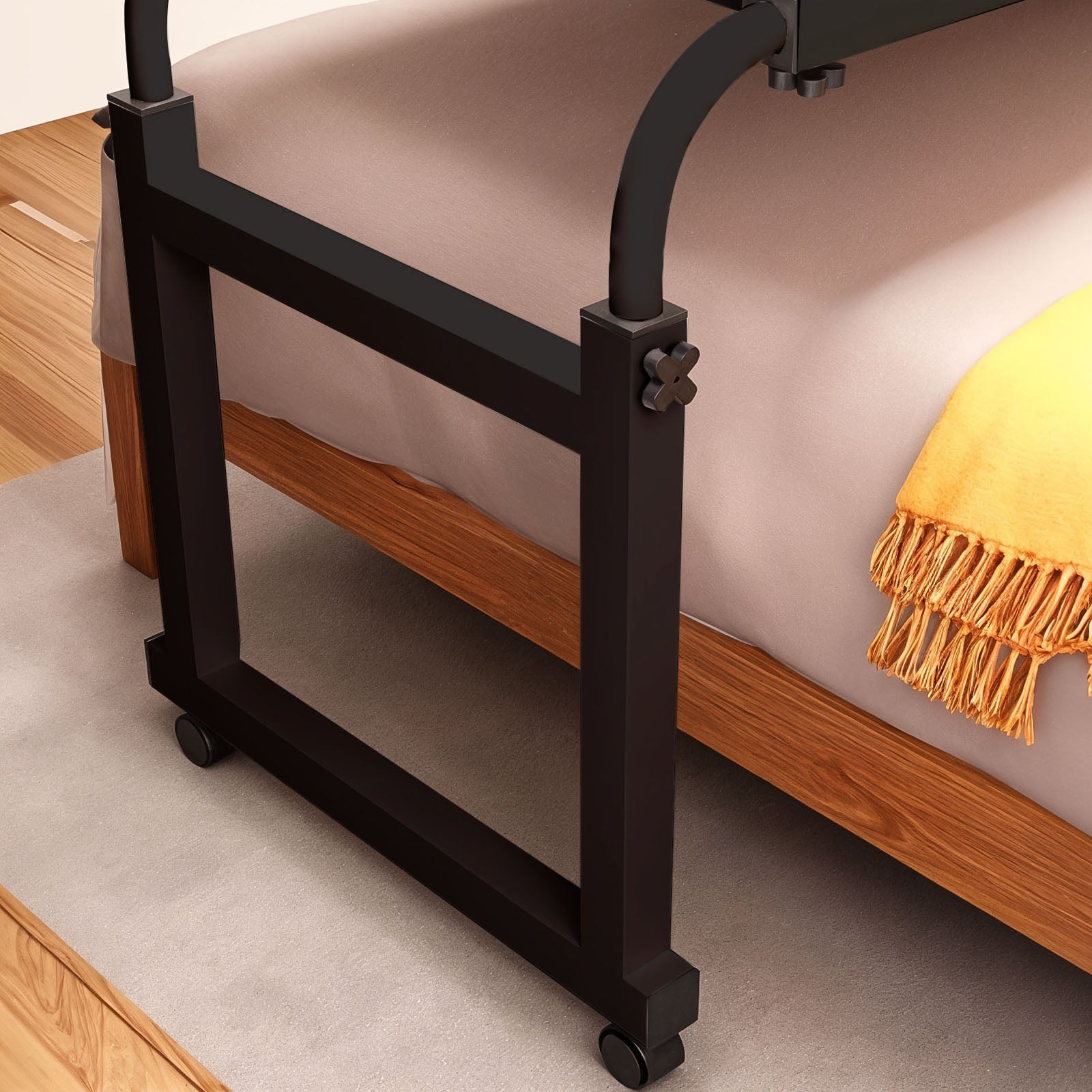 SOGA 2X 140x45cm Black Cross Bed Movable Desk Table w/ Adjustable Length & Height