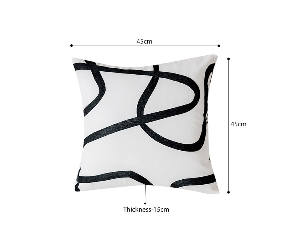 SOGA 45cm Square Modern Minimalist Black Letter Print Decorative Throw Pillow