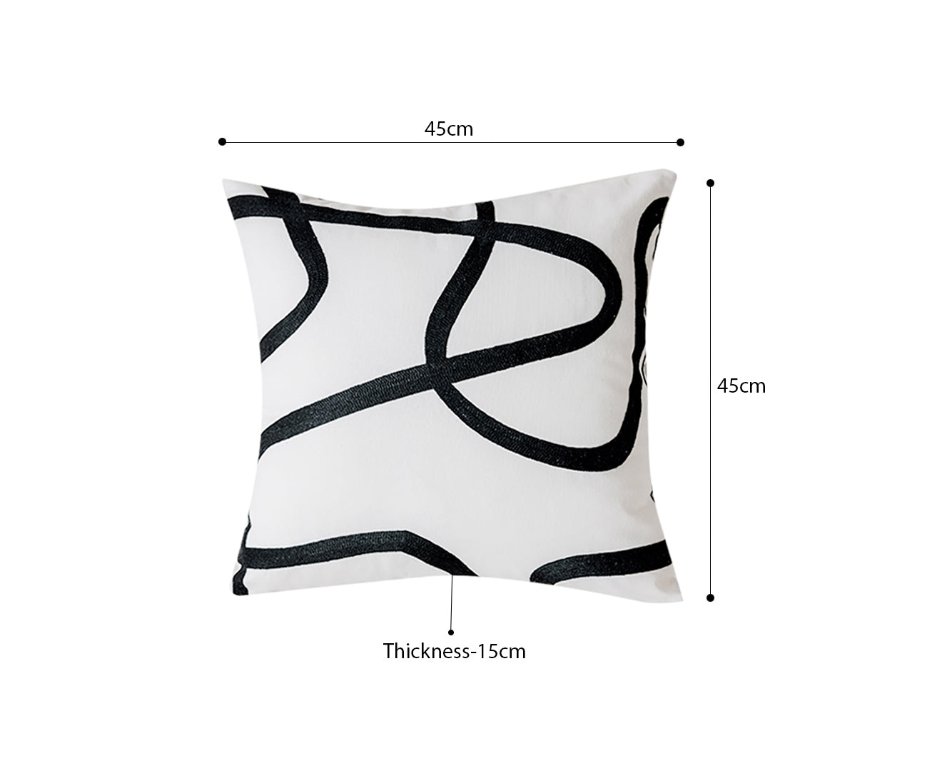 SOGA 45cm Square Modern Minimalist Black Letter Print Decorative Throw Pillow