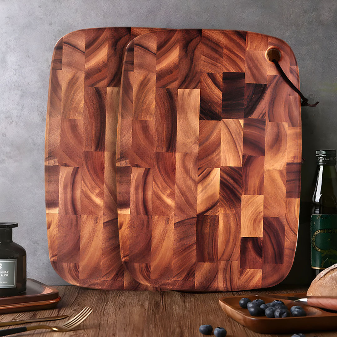 SOGA 40cm Premium End Grain Wooden Acacia Cutting Board Food Prep Kitchen