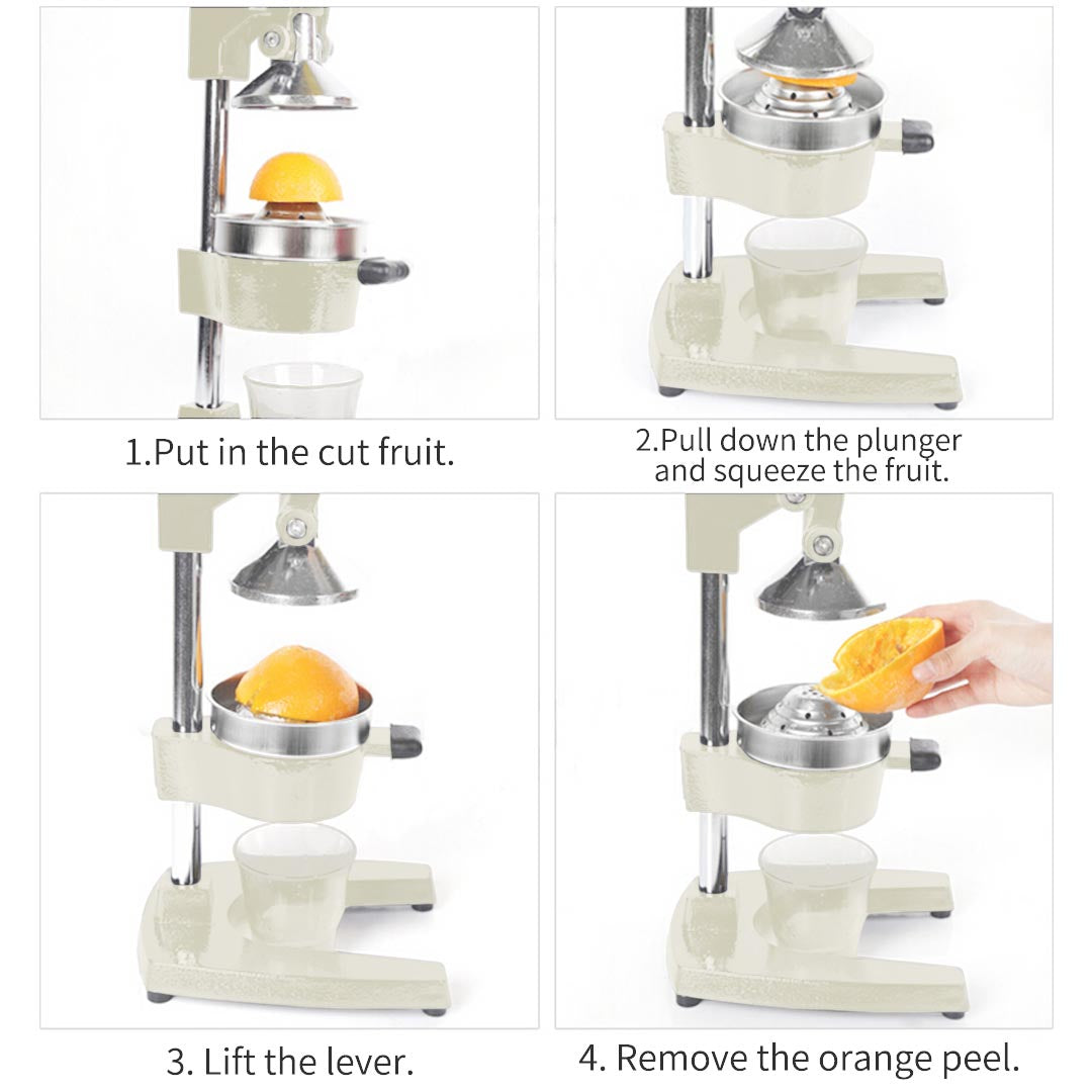 SOGA 2X Commercial Heavy-Duty Manual Citrus Juicer Hand Press Extractor – White