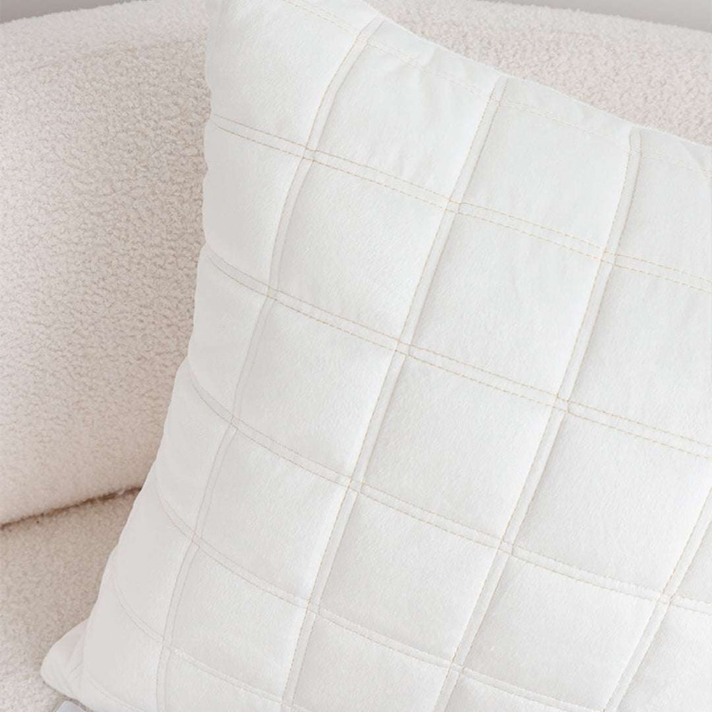 SOGA Quilted Cushion 50cm White Grid Pattern Soft Padded Decorative Throw Pillow $ 61