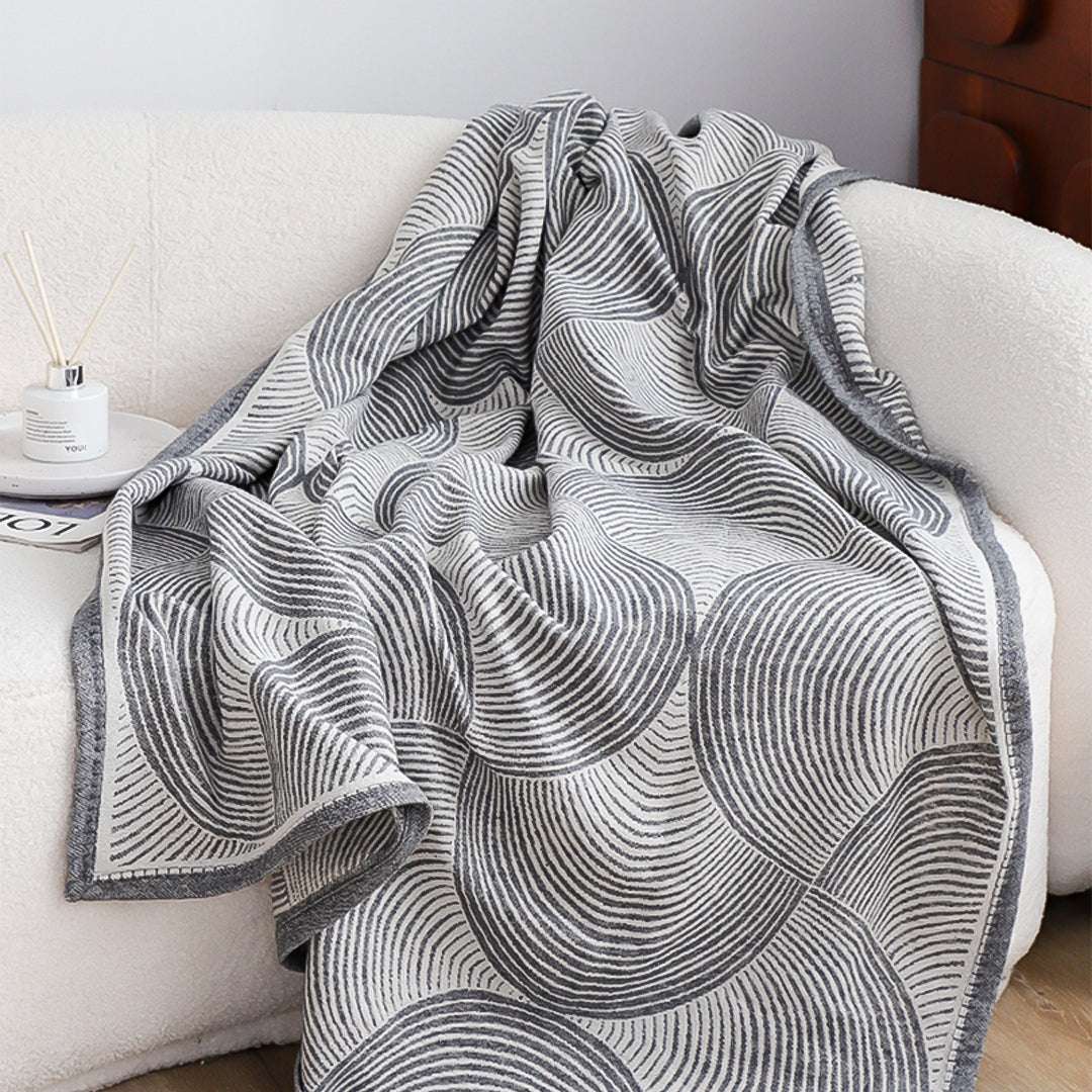 SOGA 2X Charcoal Gray Geometric Swirl Throw Blanket 130x180cm Polyester $ 155