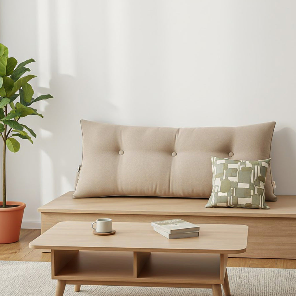 SOGA 4X 100cm Beige Triangular Wedge Bed Pillow Headboard Backrest Bedside Tatami Cushion Home Decor