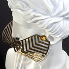 SOGA 40cm White Resin Bust – Gold Striped Mask Sculpture