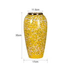 SOGA 35x17cm Yellow with White Mini Floral Large Ceramic Flower Vase Elegant Living Room Home Decor