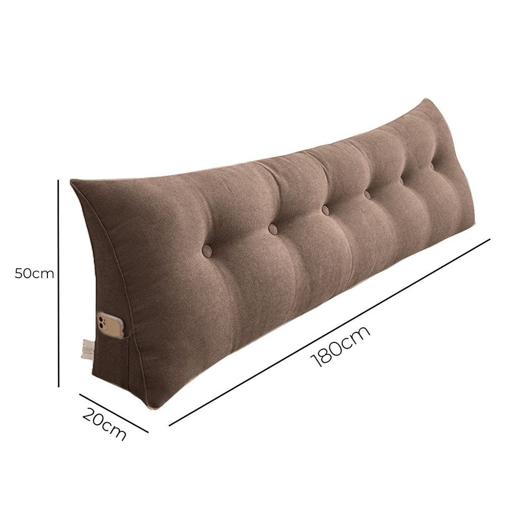 SOGA 180cm Coffee Triangular Wedge Bed Pillow Headboard Backrest Bedside Tatami Cushion Home Decor