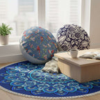 SOGA Home & Living Bundle – Polyester-Cotton Pillows & Blue Mandala Round Carpet Decor $ 138