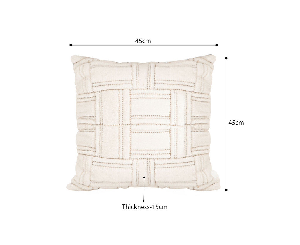 SOGA 45cm Bohemian Cream Tufted Grid Pattern Decorative Throw Pillow