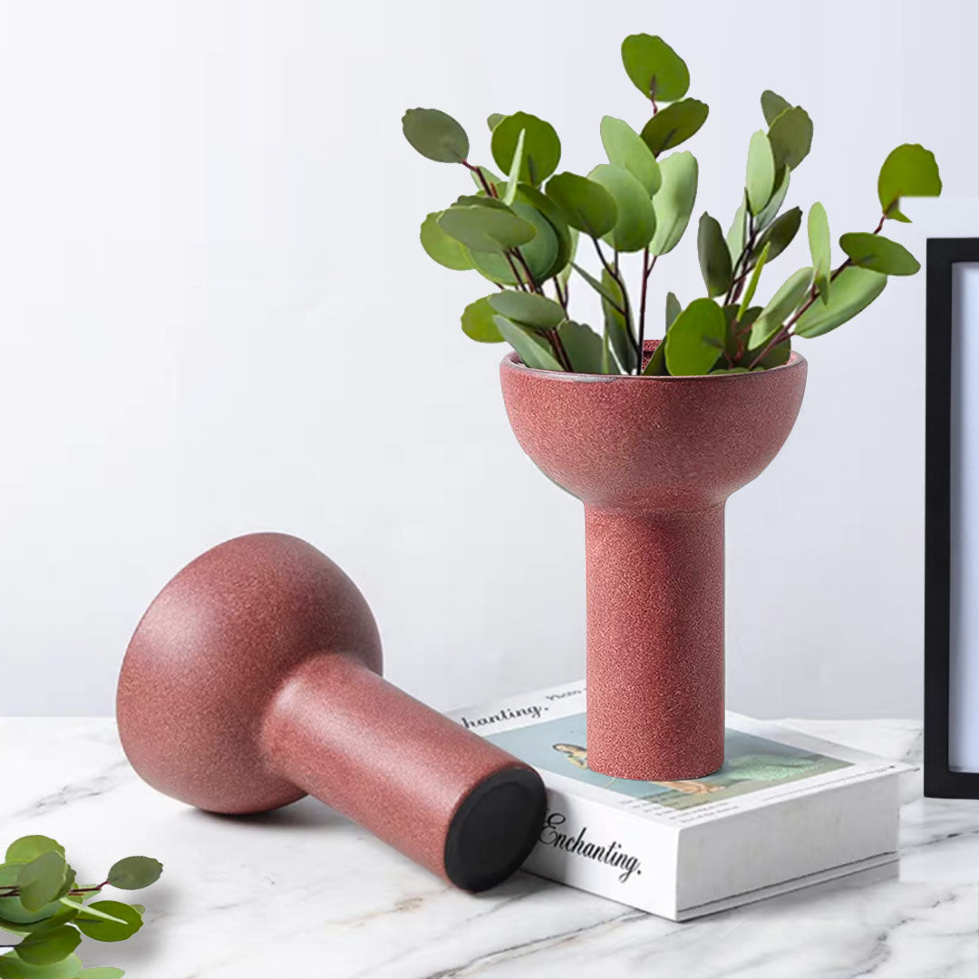 SOGA 2X 15x19.5cm Ornament Brown  Minimalist Nordic Versatile Ceramic Vase Modern for Home Decor