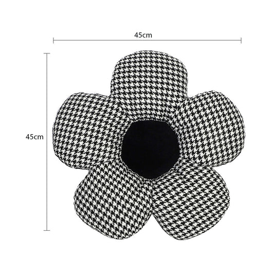 SOGA Black Flower Cushion Shaped for Floor and Sitting Throw Pillow