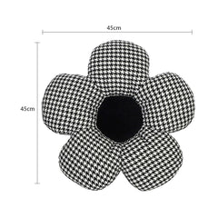 SOGA Black Flower Cushion Shaped for Floor and Sitting Throw Pillow