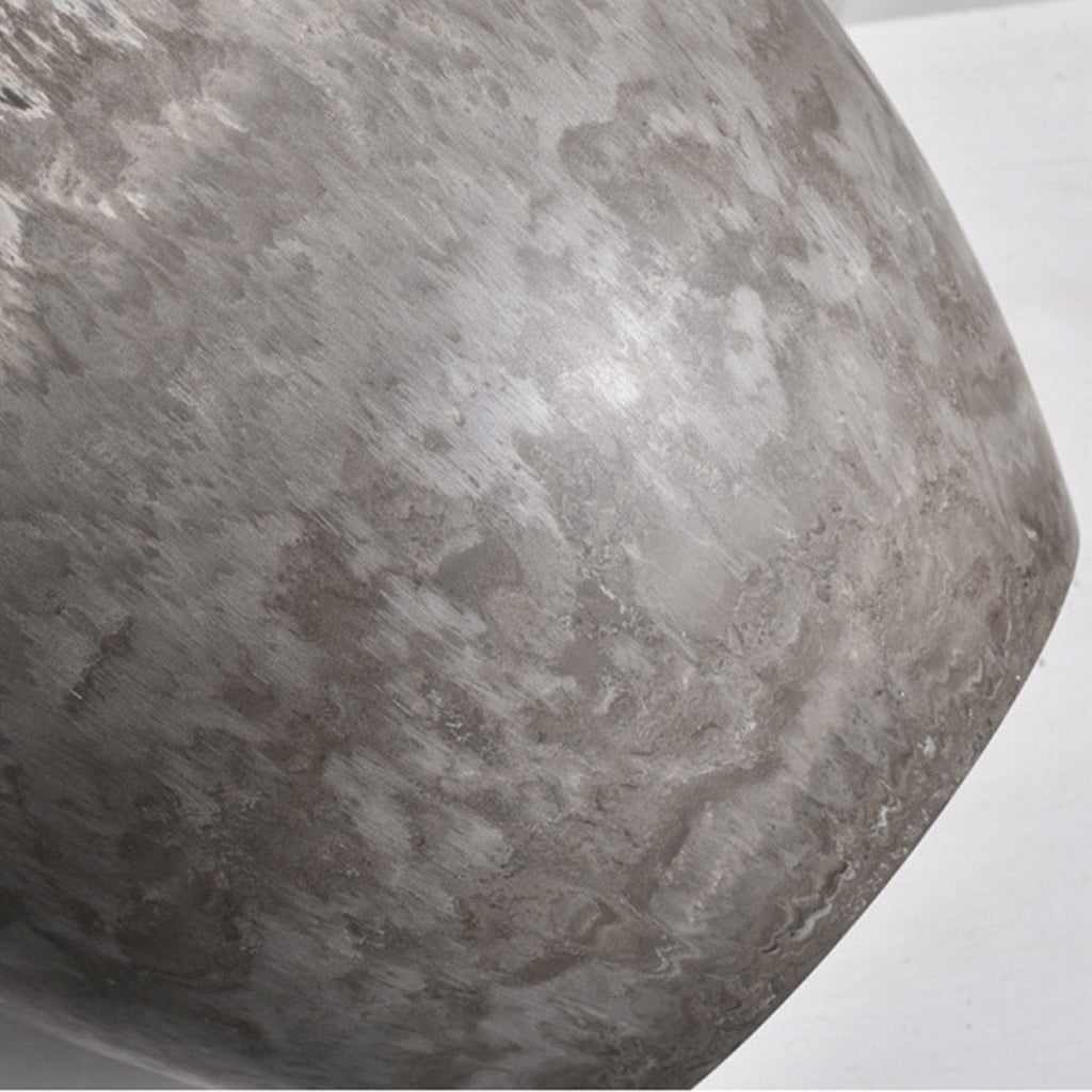 SOGA 2X 27cm Rock Grey Round Resin Plant Flower Pot in Cement Pattern Planter Cachepot for Indoor Home Office