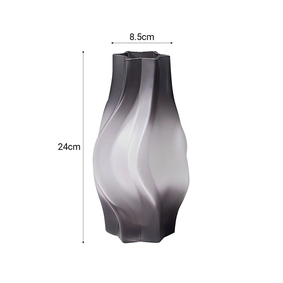 SOGA 24cm Glass Vase Grey with Beautiful glass Bubble Texture Art Vases