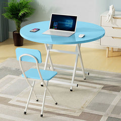 SOGA 2X  Blue Dining Table Portable Round Surface Space Saving Folding Desk Home Decor